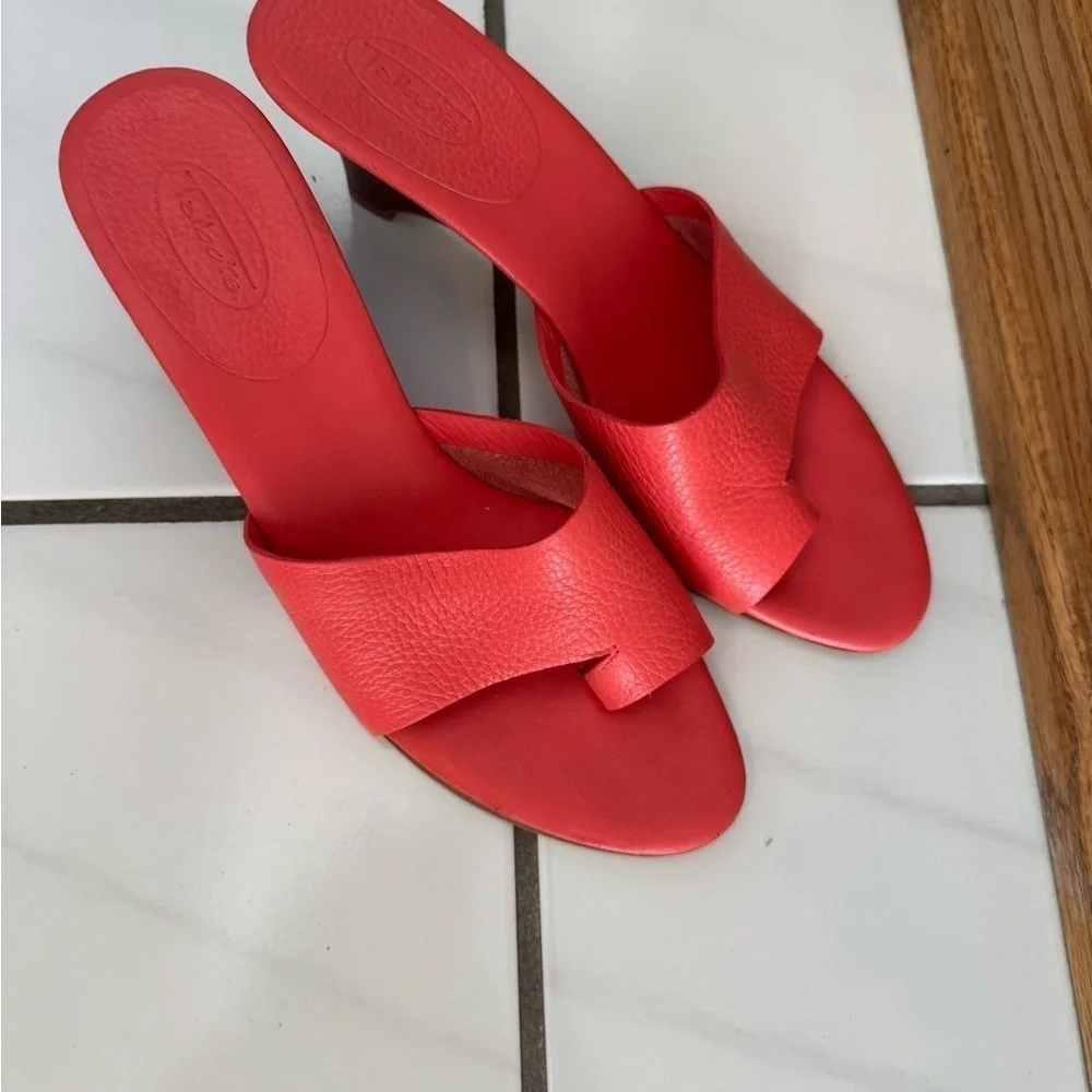 Talbots Red Platform Sandals with Wedge Heel